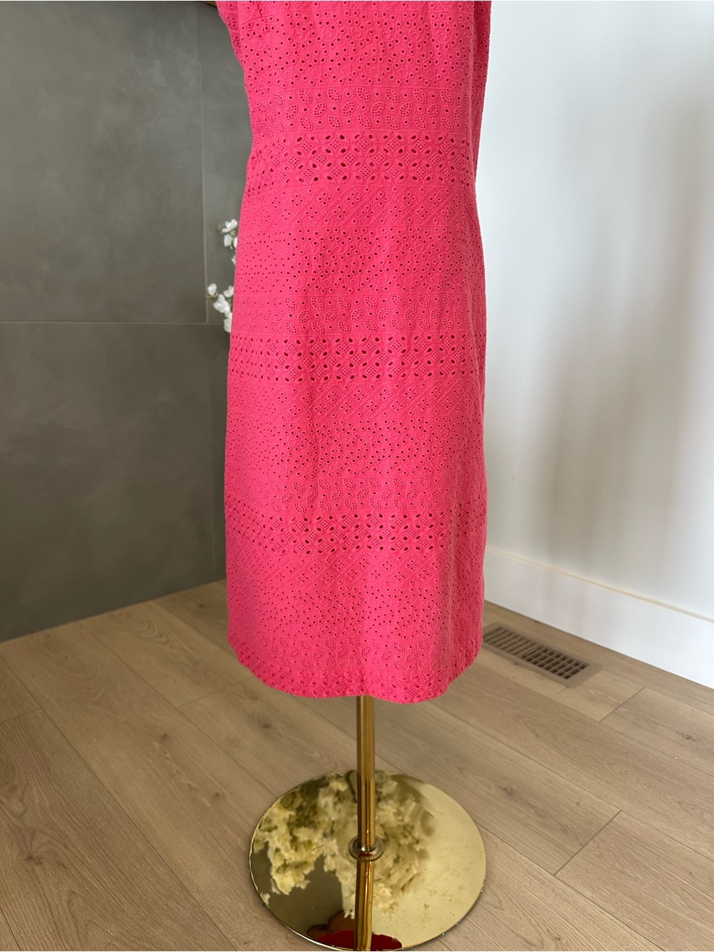 L.L. Bean Pink Eyelet Midi Dress - Picture 4 of 8